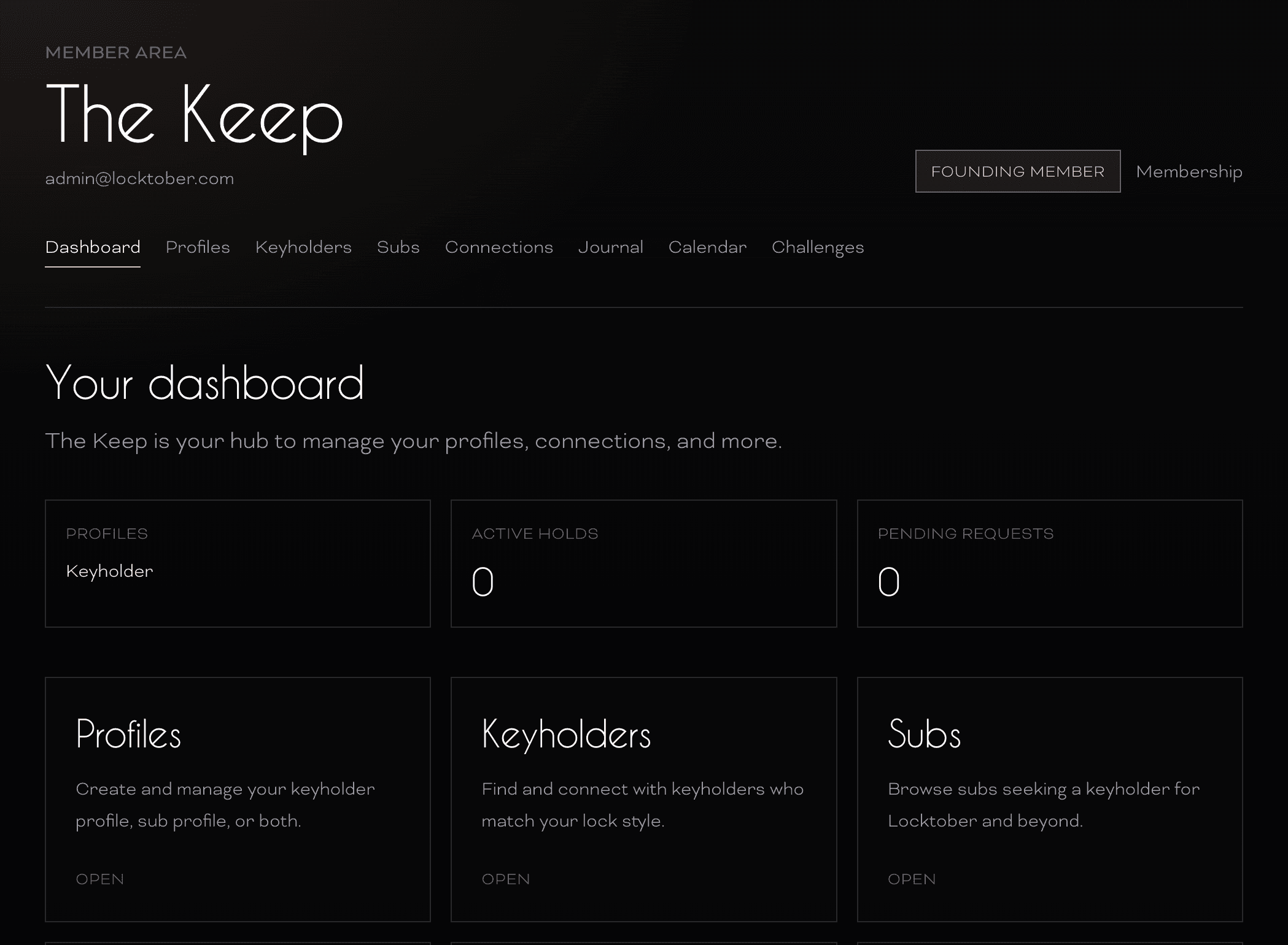 The Keep member dashboard